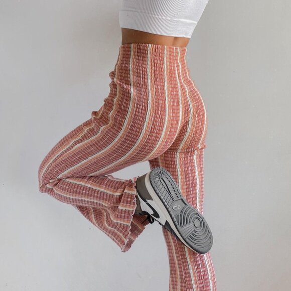 Free People Multicolor Fine Line Slim Pants Size Large 41194 - Picture 3 of 12